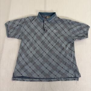 Vintage IZOD Men's Golf Polo Shirt XL Plaid Embroidered Golf Clubs Logo Charity